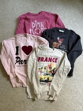 abercrombie kids Cream, Pink, Black Graphic Crewneck Set